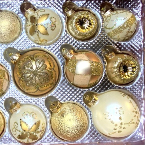 Large Sets 15 Glass Christmas Ornaments Home For The Holidays in Gold Siver Blue - Picture 11 of 11
